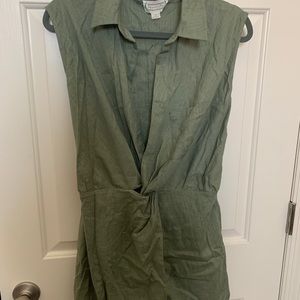 Love Riche Olive Green Linen Romper